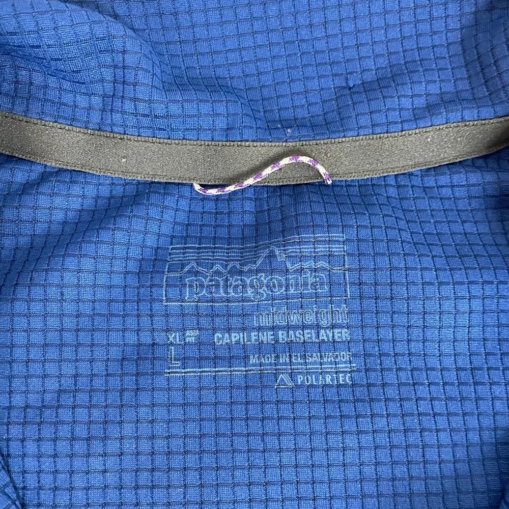 Patagonia Capilene 1/4 Zip Pullover Mens Large Midweight Zip Neck Baselayer Blue